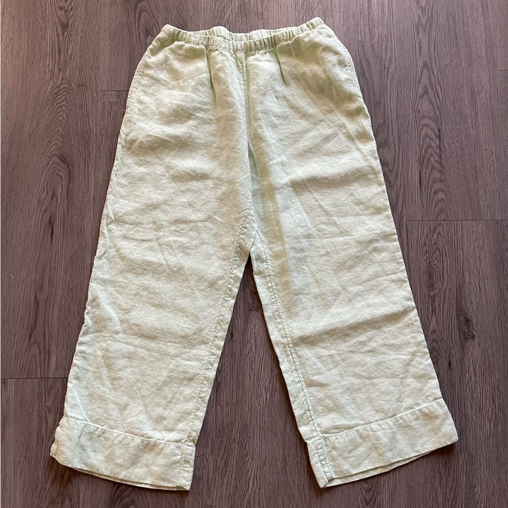 J. Jill familiar fit at waist green linen pant size XS P